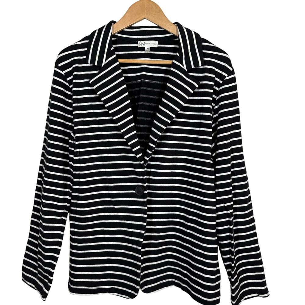 Neiman Marcus Knit Stripe Blazer Jacket Casual Career - XL